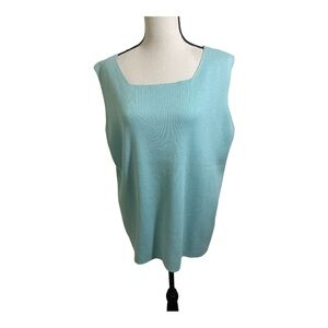 Link womens knit ribbed cotton tank top sleeveless. Light blue size 2X plus